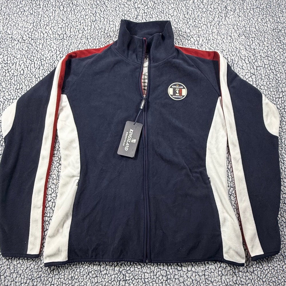 Kingsland Equestrian Full Zip Fleece Jacket Navy Blue Red White NWT KL Logo - Picture 4 of 6